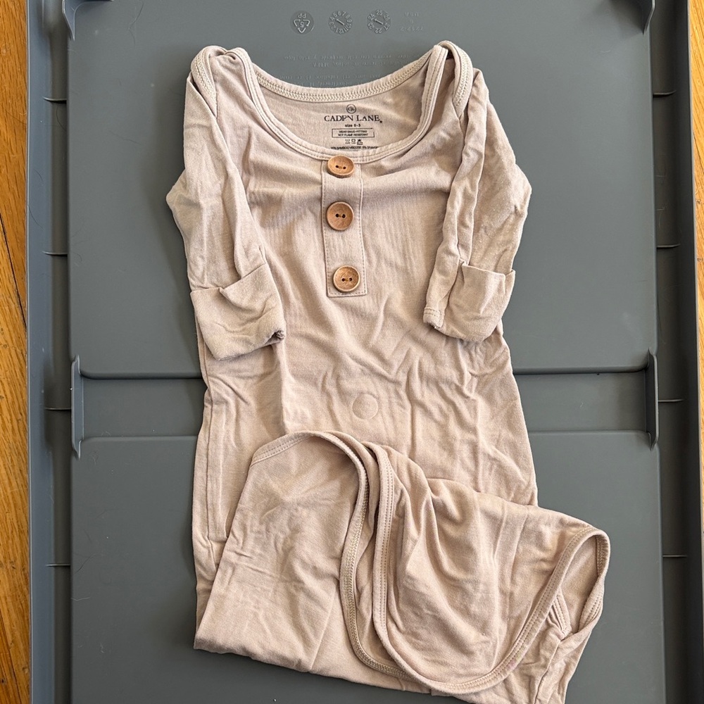 Caden Lane Tan tie gown